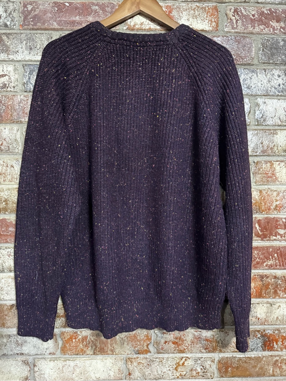 Weatherproof Vintage style Men's Dark Eggplant Speckled Crewneck Sweater - Picture 2 of 3